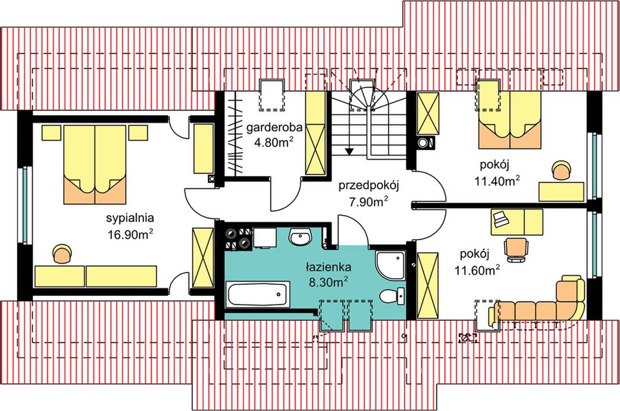 Poddasze projektu BS-07 dwulokalowy