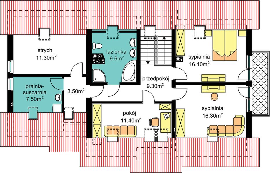 Poddasze projektu BS-15 wariant - dwulokalowy