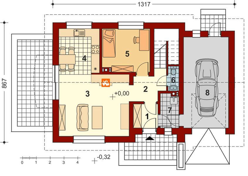 Parter projektu Pinczer 5 z garażem