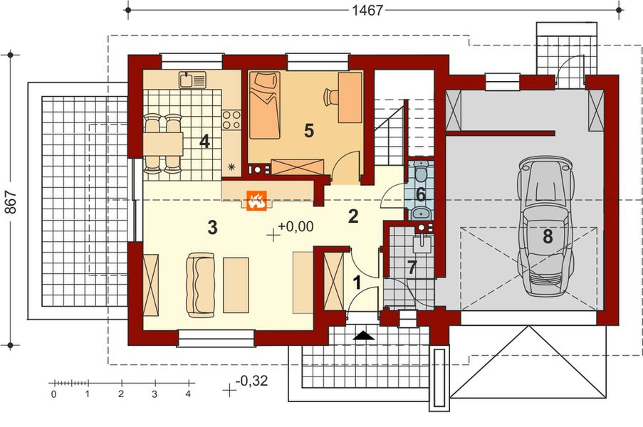 Parter projektu Pinczer 4 z garażem XL