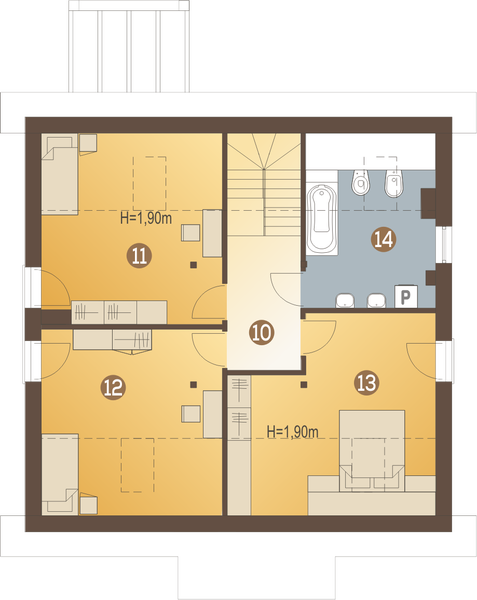 Poddasze projektu Jarząbek III z garażem 1-st. [A]