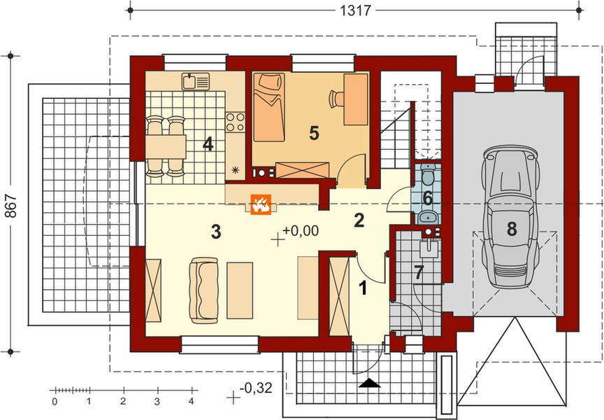 Parter projektu Pinczer 6 z garażem