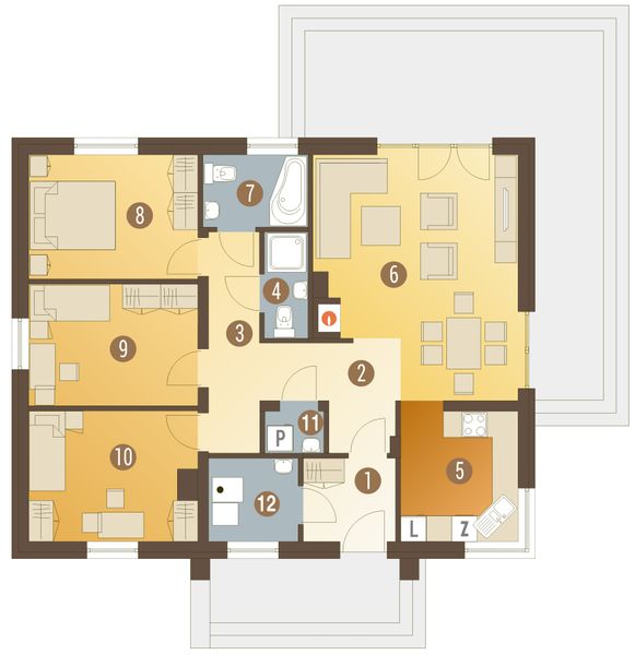 Parter projektu Łucja II bez garażu [B]