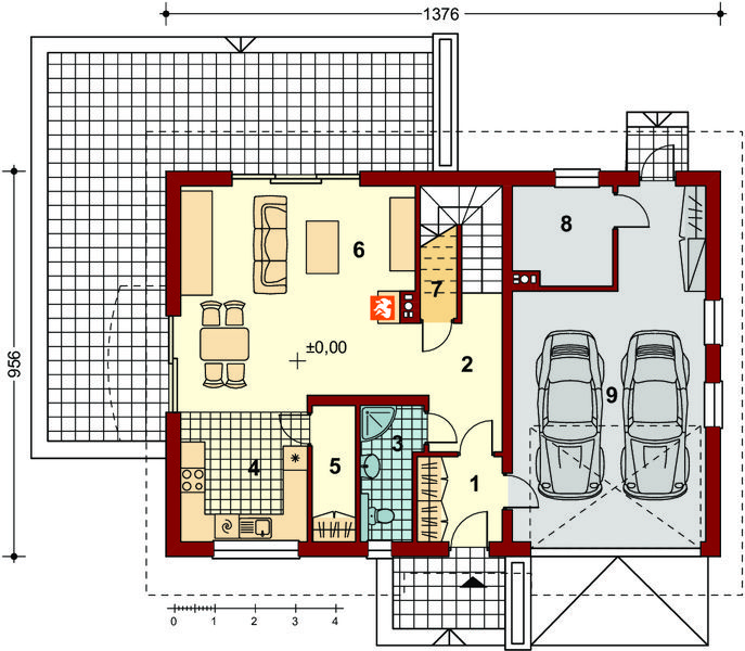 Parter projektu Sznaucer 4 z garażem XL