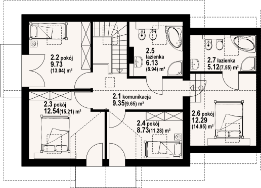 Poddasze projektu Helenowo abg bliźniak