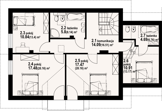Poddasze projektu Tomaszów g bliźniak