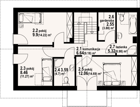 Poddasze projektu Miłkowice bliźniak