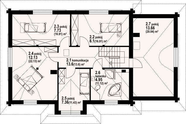 Poddasze projektu Chmielniki małe dw 57