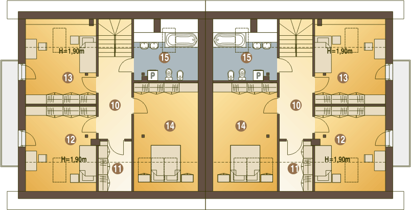 Poddasze projektu Nowinka III z garażem 1-st. bliźniak [A-BL1]