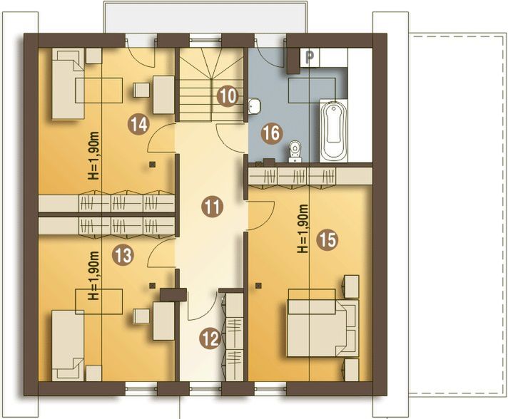 Poddasze projektu Nowinka z garażem i wiatą [A1]