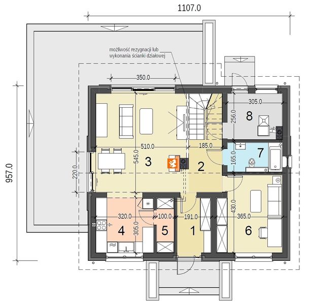 Parter projektu Sowa 11 bez garażu