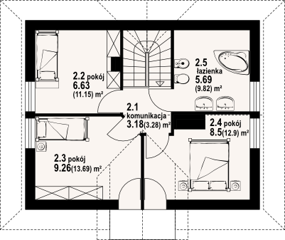 Poddasze projektu Jaworzynka mała dw