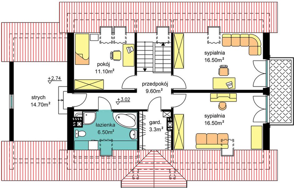 Poddasze projektu BW-48 wariant 1