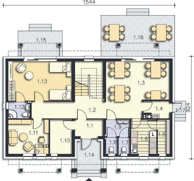 Parter projektu Budynek agroturystyczny Brzoza 2 LMPS01a