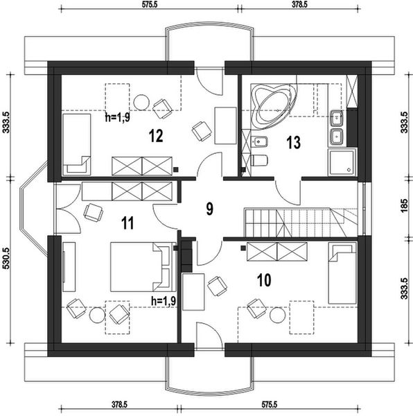 Poddasze projektu Dom Dla Ciebie 1 bez garażu [B]