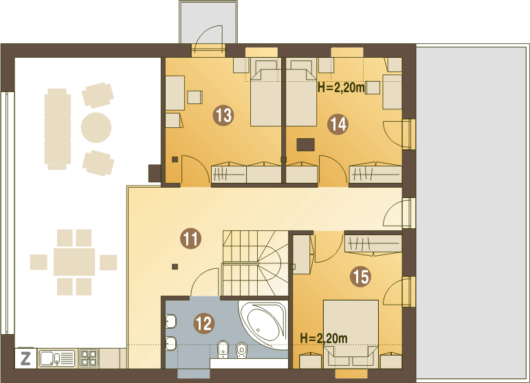 Poddasze projektu Bernikla III z garażem 2-st. [A1]