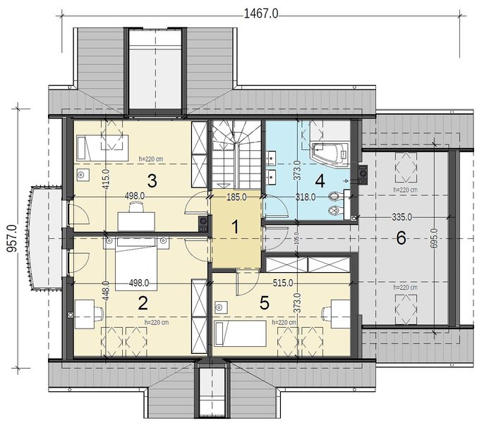 Poddasze projektu Sowa 13 z garażem