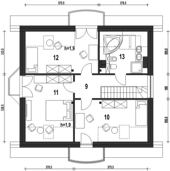 Poddasze projektu Dom Dla Ciebie 1 w2 bez garażu [B]