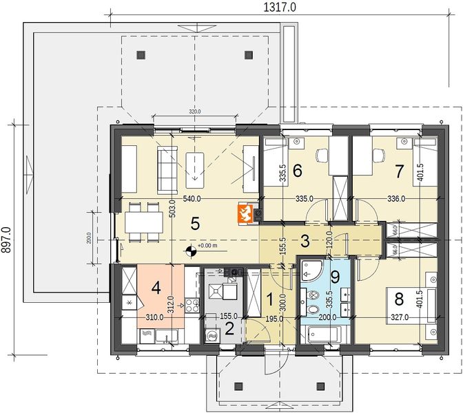 Parter projektu Terrier 1 bez garażu