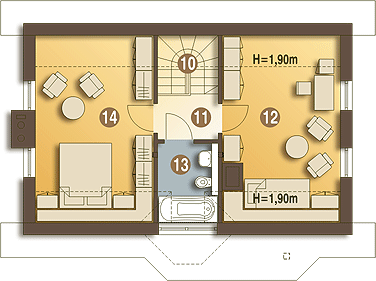 Poddasze projektu Agatka styl bez garażu [B]