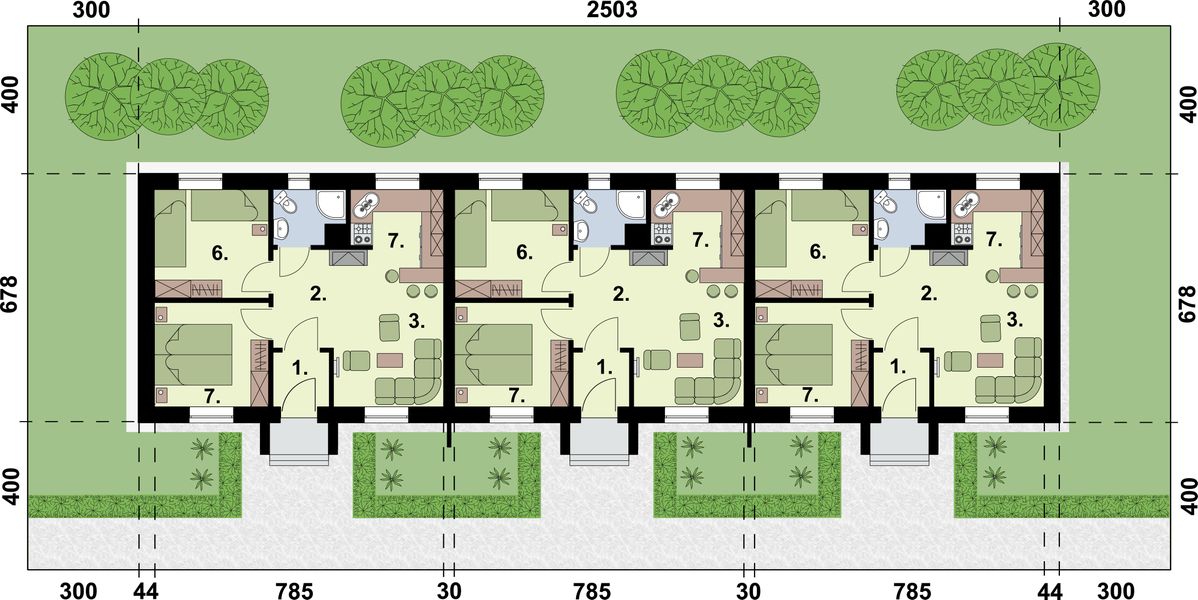 Parter projektu Toronto 2 C dom mieszkalny (zabudowa szeregowa)