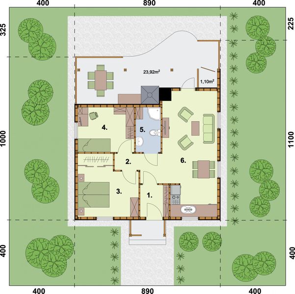 Parter projektu Barbados dom letniskowy szkielet drewniany