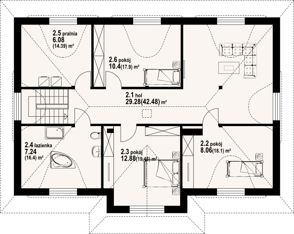 Poddasze projektu Chmielniki średnie nowe