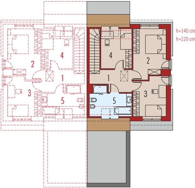Poddasze projektu Oliwier z wiatą (bliźniak)