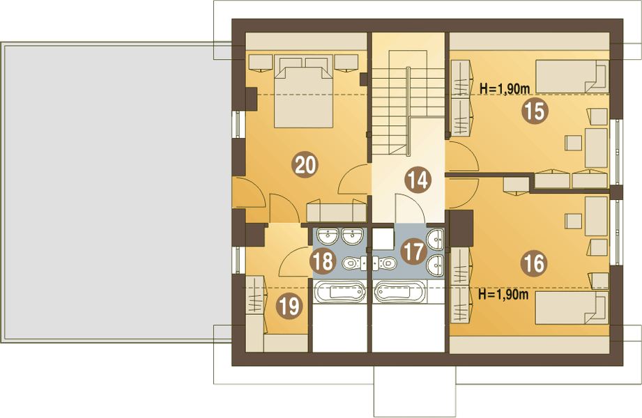 Poddasze projektu Bażant II z garażem 2-st. [A1]