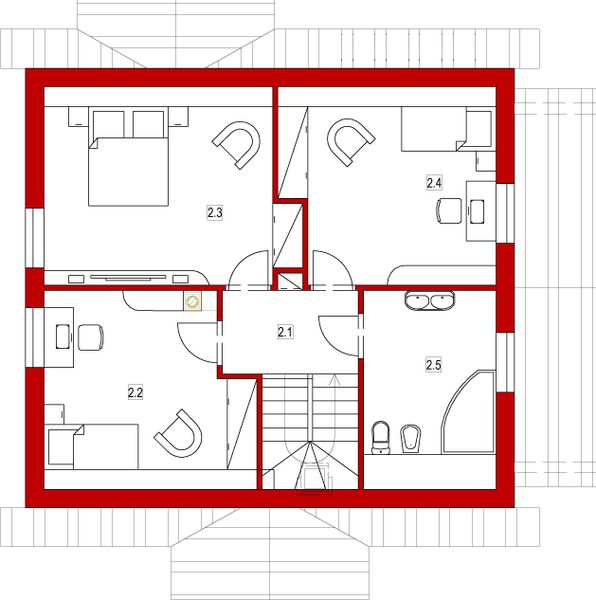 Poddasze projektu Domek Ciepły z garażem 16-05 (012 ES 16-05)