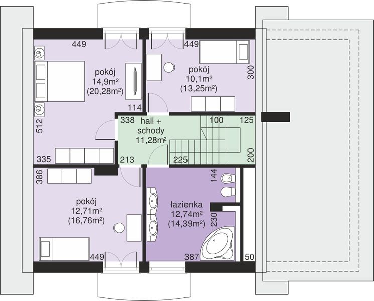 Poddasze projektu Dom przy Oliwkowej 5