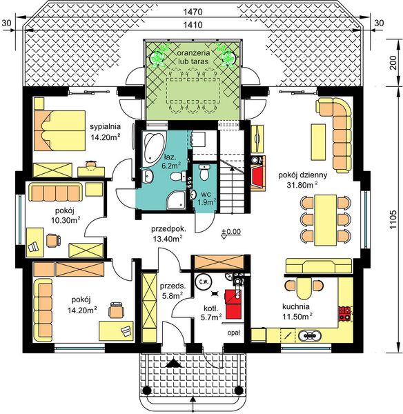 Parter projektu BW-52 bez garażu