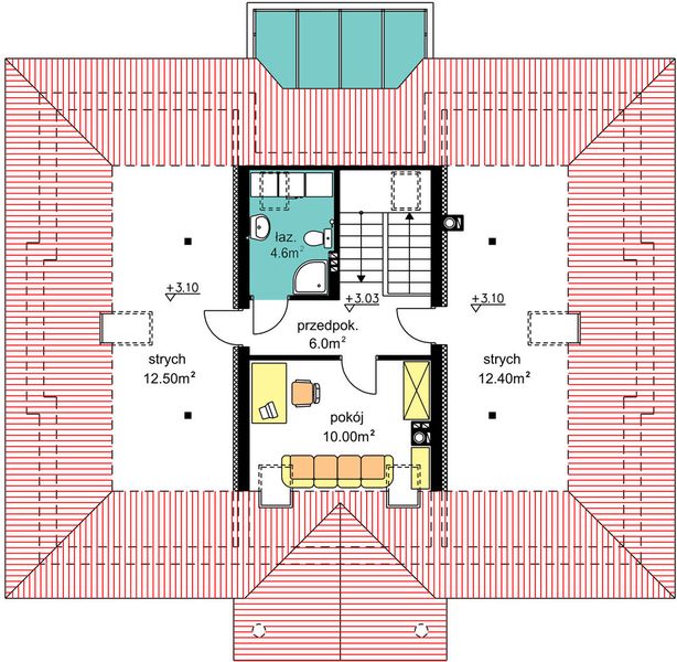 Poddasze projektu BW-52 bez garażu