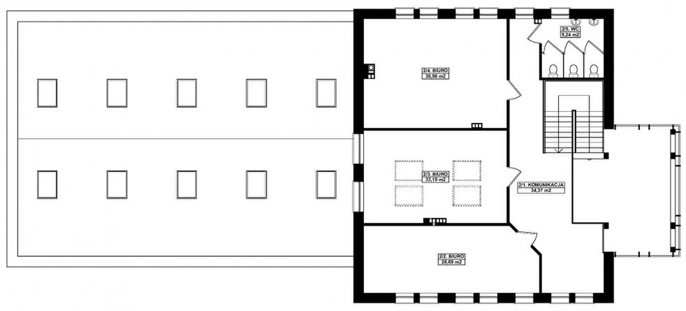 Piętro 1 projektu G334 - Budynek magazynowo - biurowy