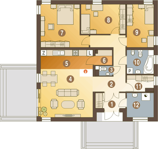 Parter projektu Kalandra III bez garażu [B]