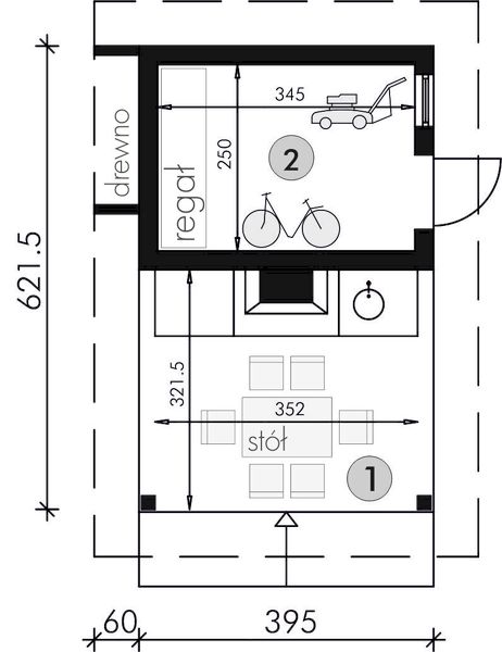 Parter projektu A2 - altana ogrodowa z grillem