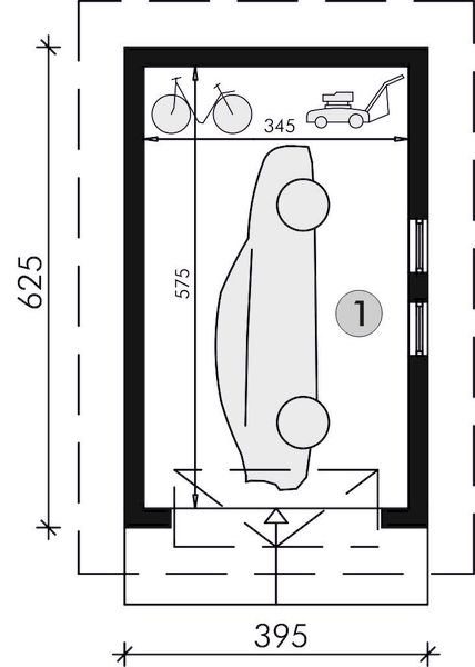 Parter projektu G4 - garaż jednostanowiskowy