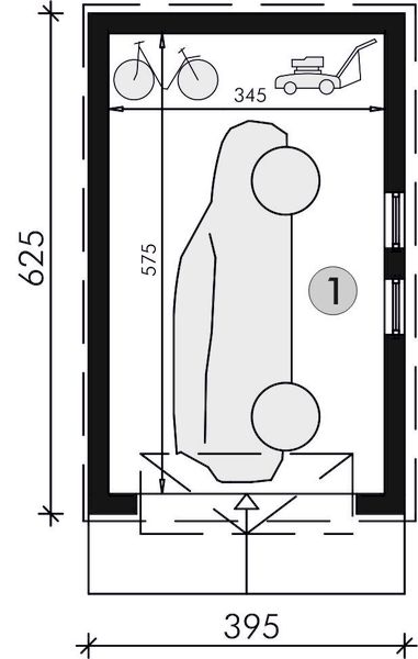 Parter projektu G7 - garaż jednostanowiskowy