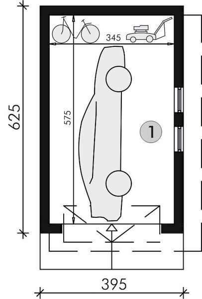 Parter projektu G9 - garaż jednostanowiskowy