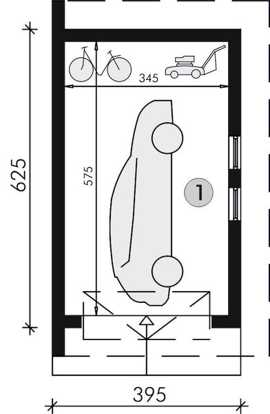 Parter projektu G11 - garaż jednostanowiskowy