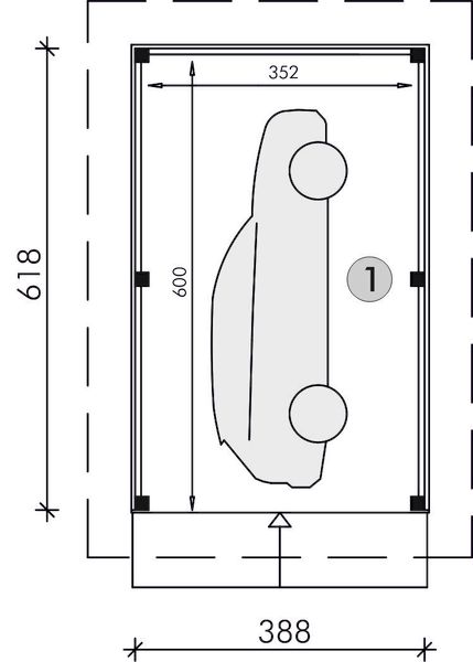 Parter projektu W1 - wiata garażowa