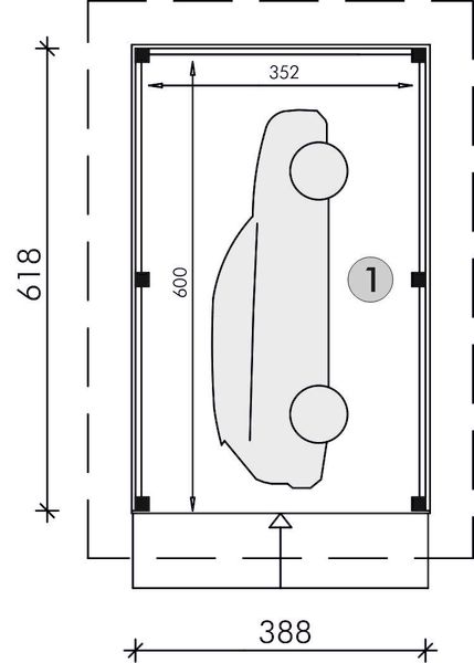 Parter projektu W2 - wiata garażowa