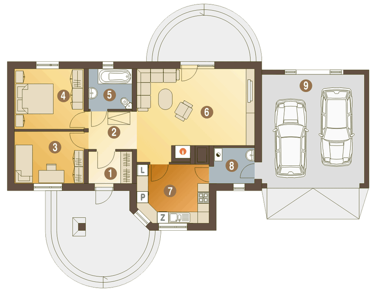 Parter projektu Skowronek z garażem 2-st. [A1]