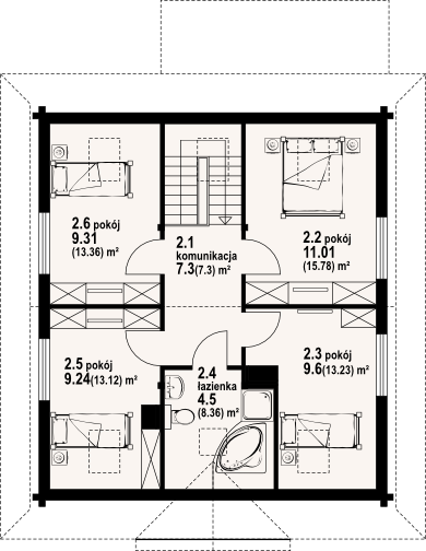 Poddasze projektu Brzeg wąski dw