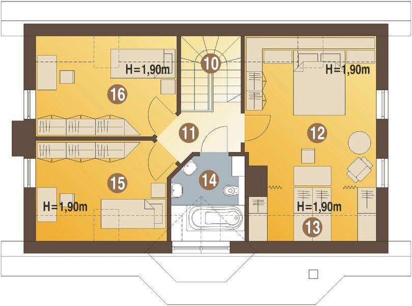 Poddasze projektu Agatka II styl bez garażu [B]