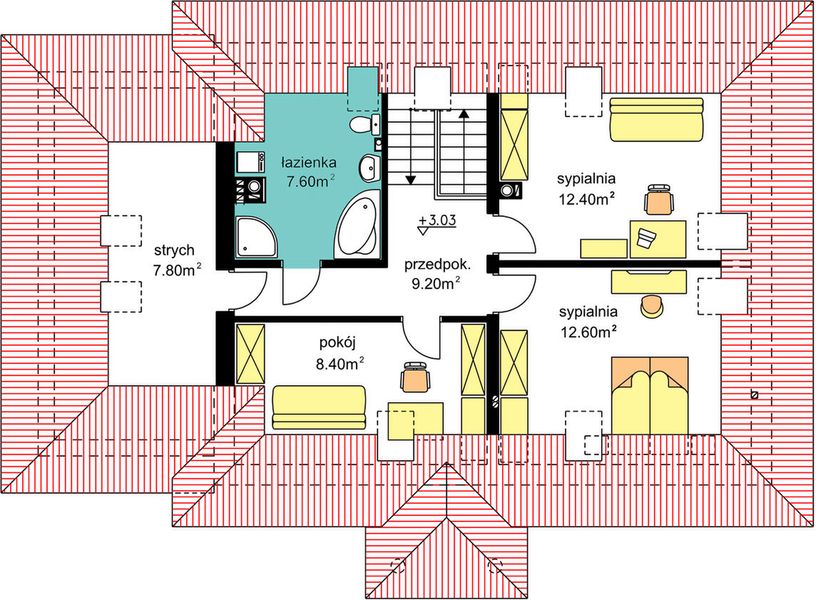 Poddasze projektu BW-51 wariant 1