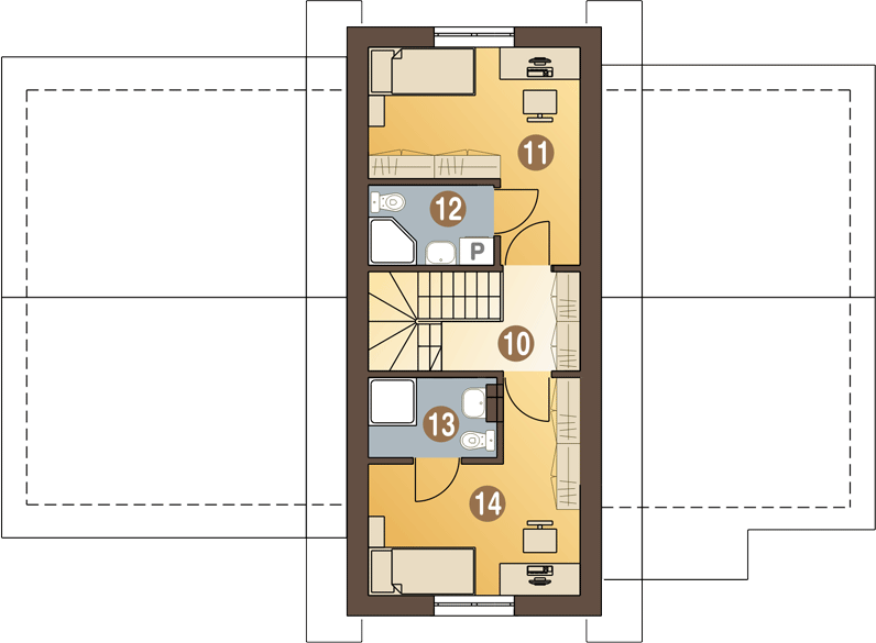 Poddasze projektu Artur z garażem 2-st. [A1]