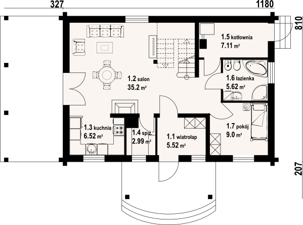 Parter projektu Jurgów średni 37 dw