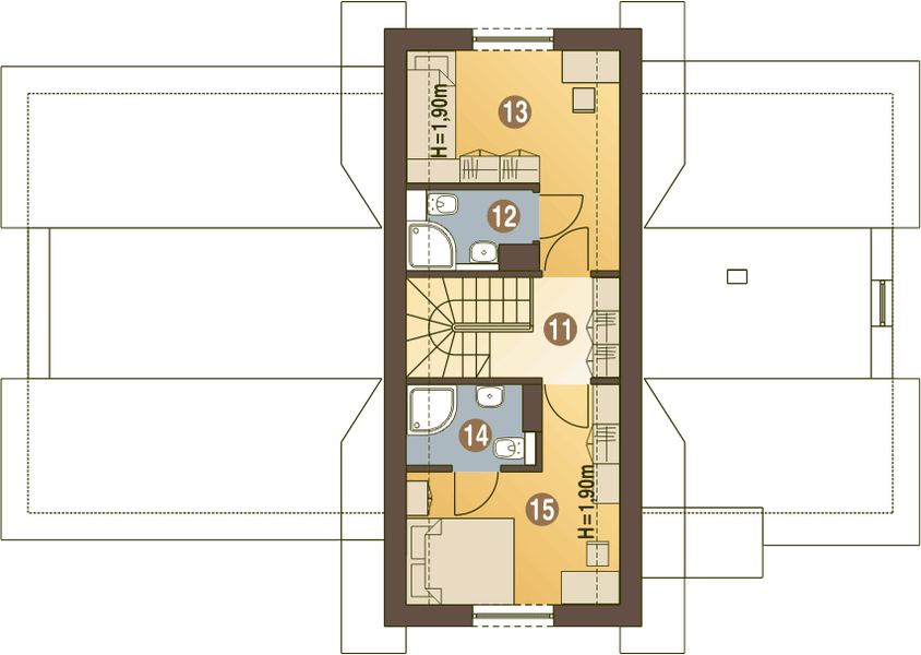 Poddasze projektu Artur III z garażem 2-st. [A1]
