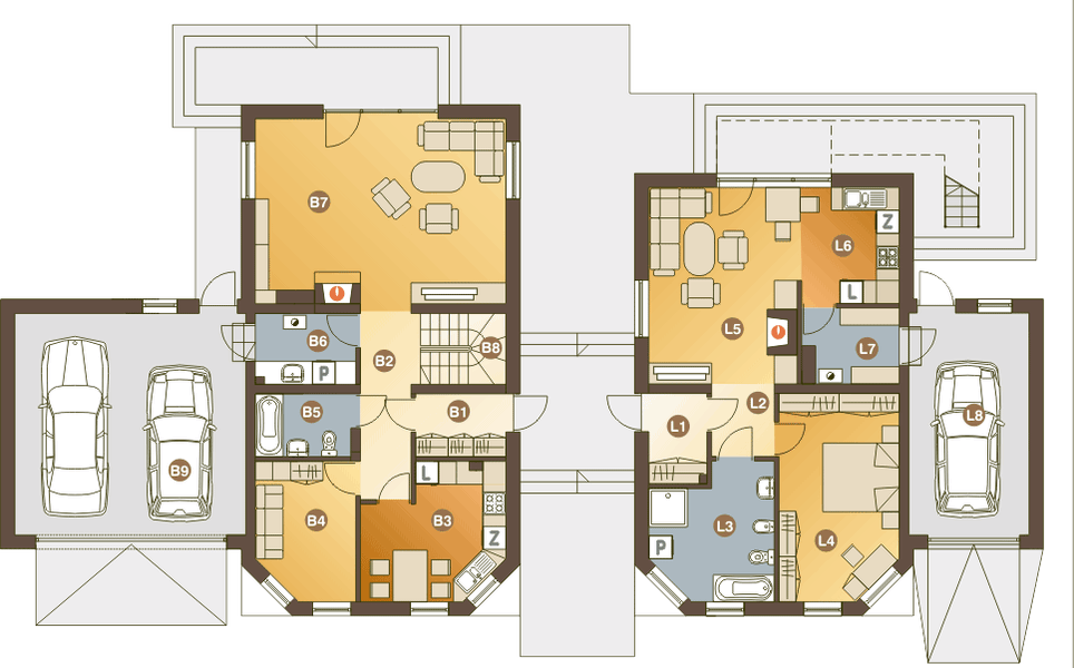 Parter projektu Bolek i Lolek z garażem 2-st. [A2]